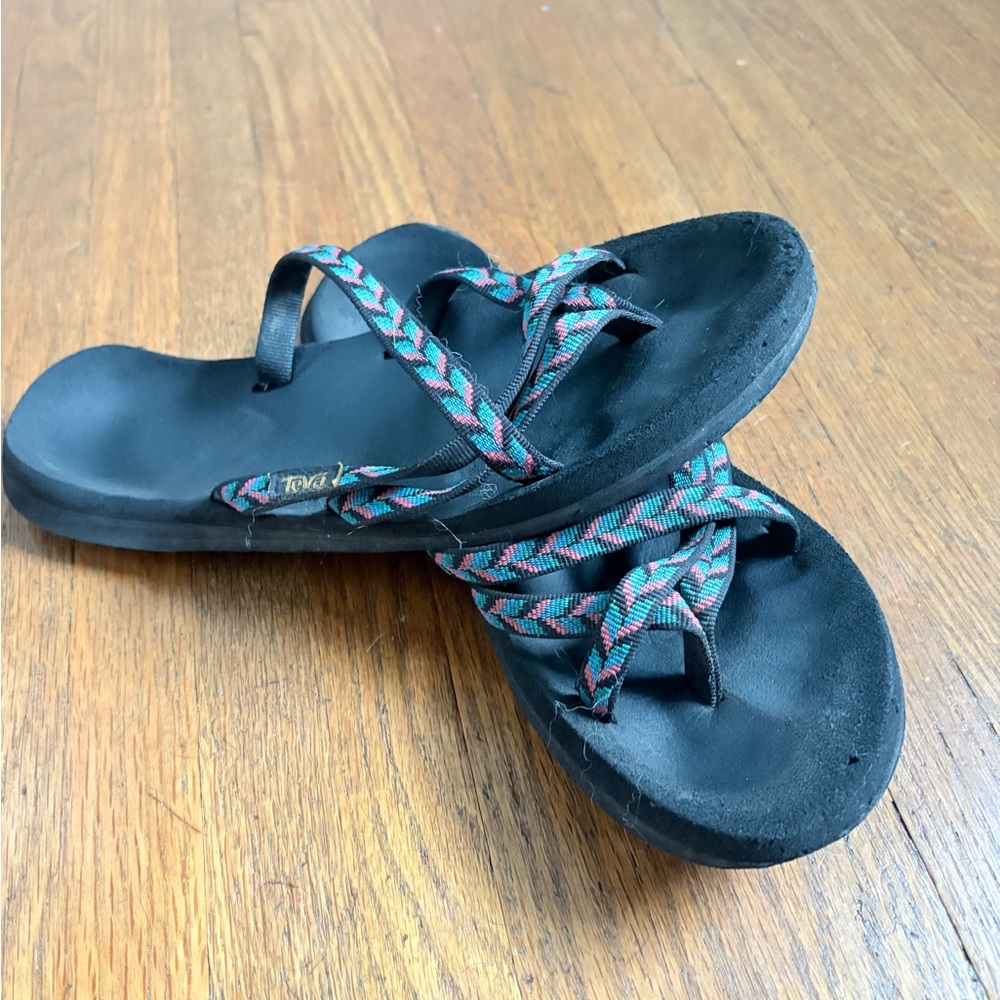Teva Women's Black Sandals with Multicolor Straps